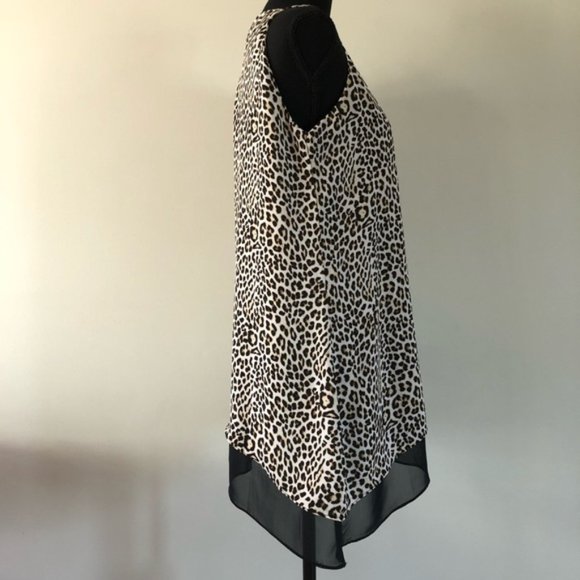 Womens Zac & Rachel V neck Asymmetrical Leopard print sleeveless top size S - Picture 4 of 10